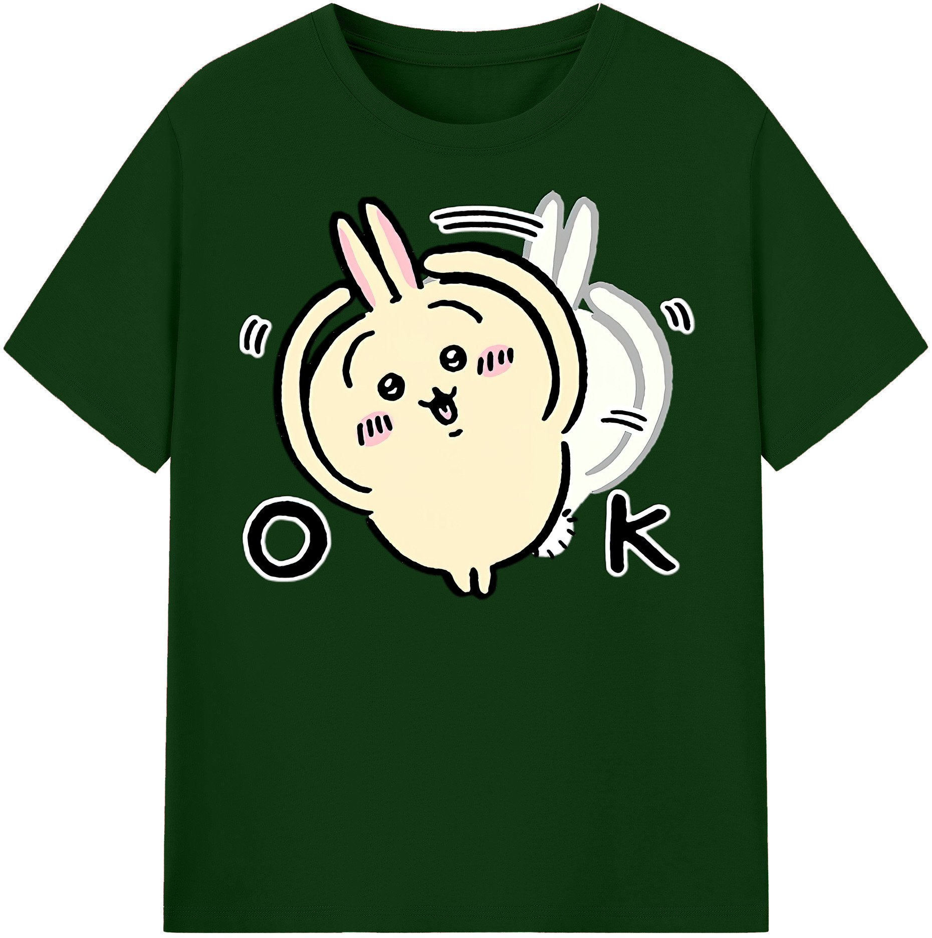 （画像用） ちいかわ うさぎ Chii-kawa usagi 綿100％半袖Tシャツ（フロントプリント）